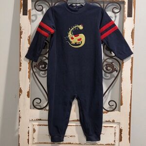 Okie Dokie Y2K Boys 24M Christmas Dinosaur Fleece Longall Navy Blue Red Holiday